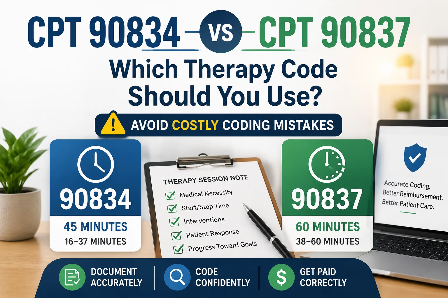 CPT 90834 vs 90837: When to Use Each Code (And Avoid Costly Coding Mistakes)